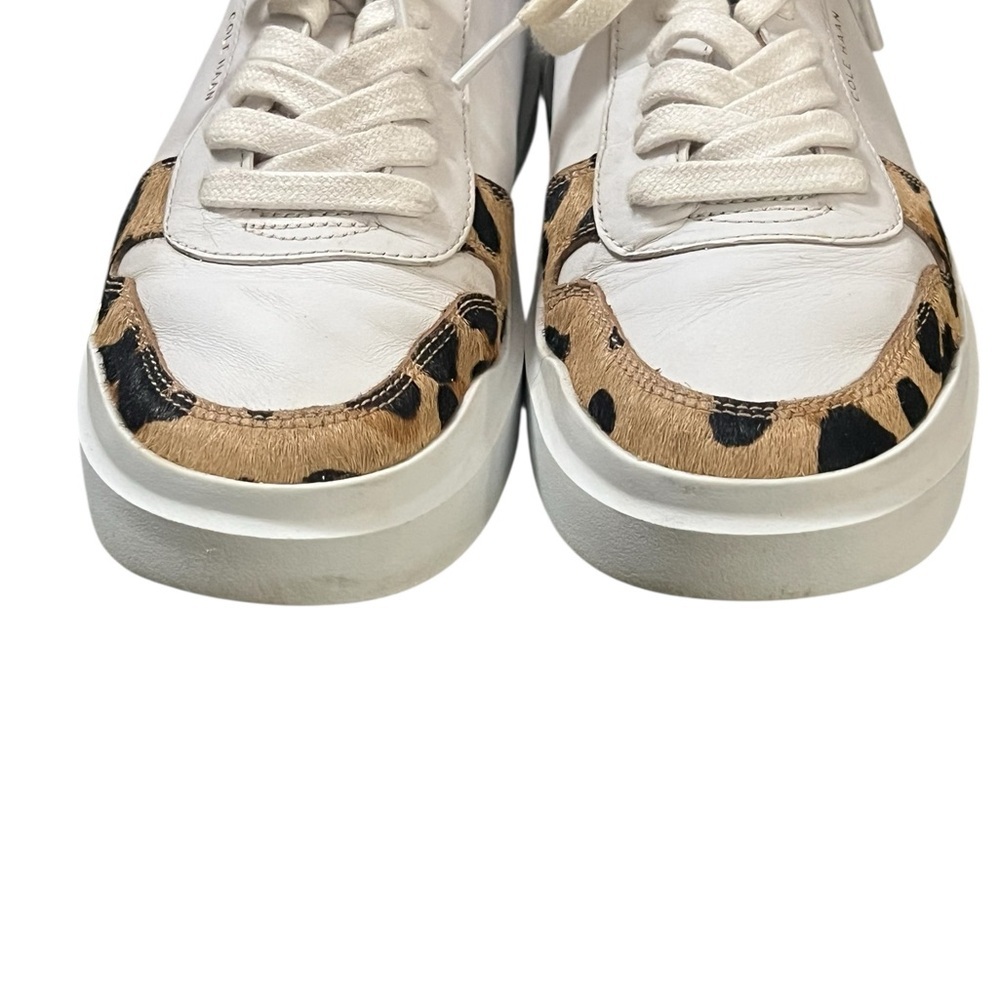 Cole Haan Grandpro rally court sneakers in white leather and jaguar calf hair - Picture 4 of 9